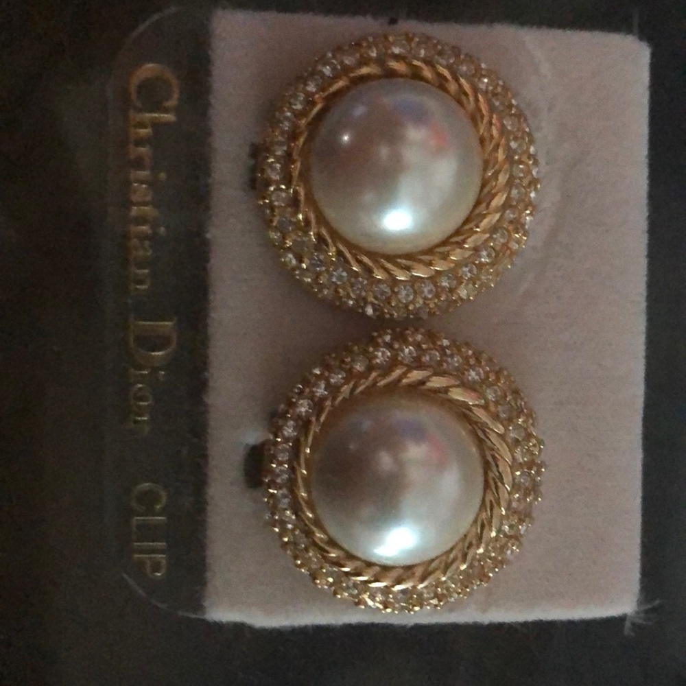 Vintage Christian Dior faux pearl clip earrings